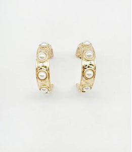 Gold Hoop with Pearl Accents