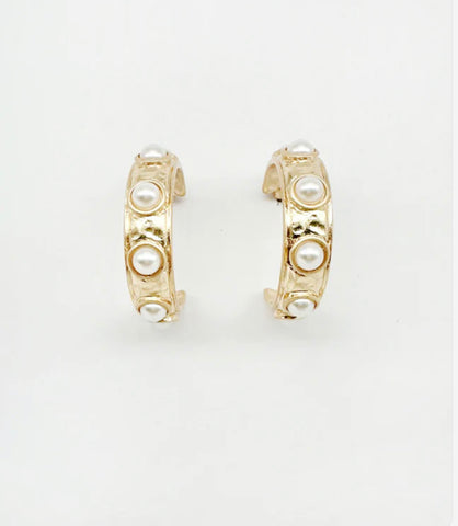 Gold Hoop with Pearl Accents