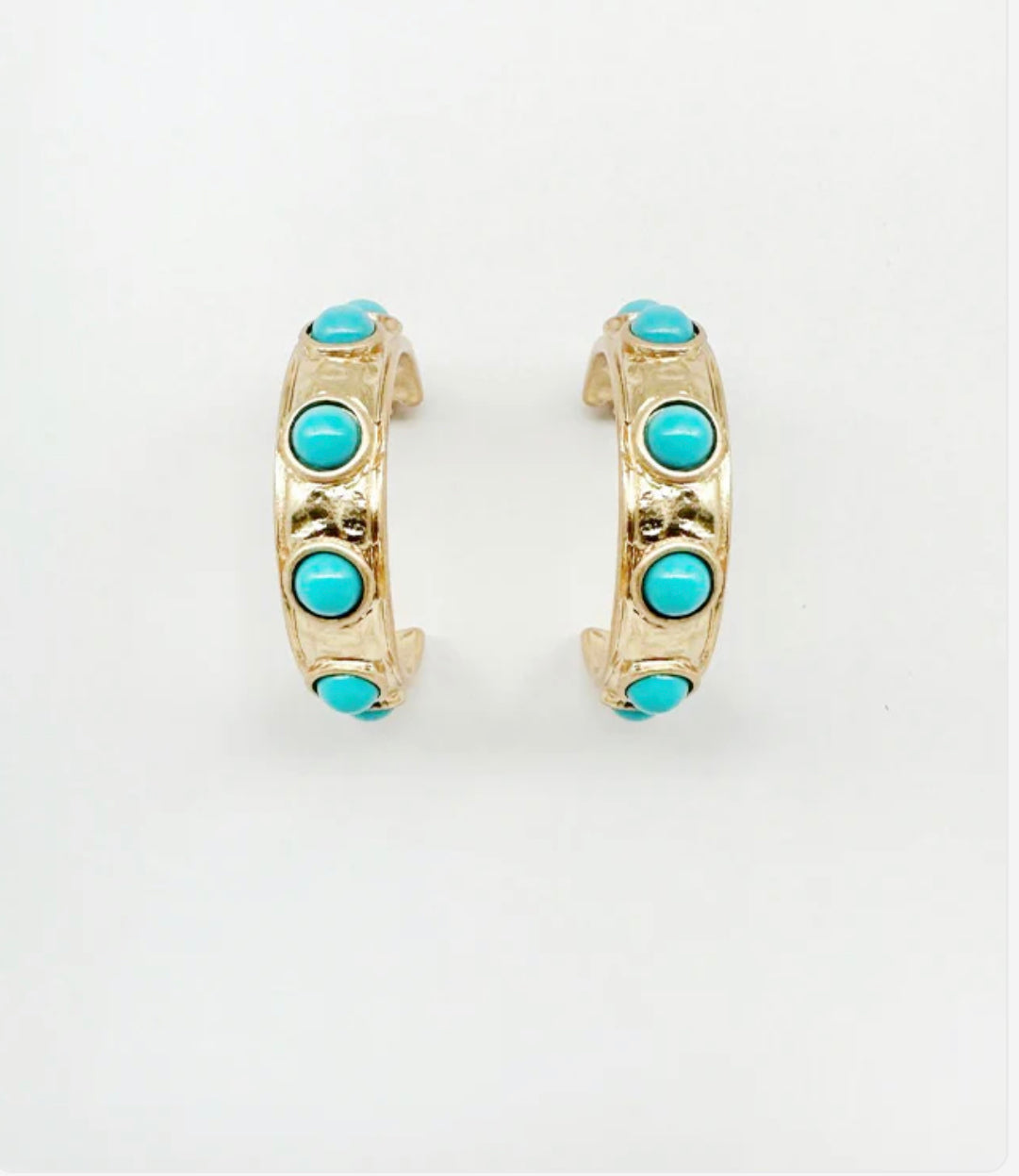 Gold Hoop with faux Turquoise Accents