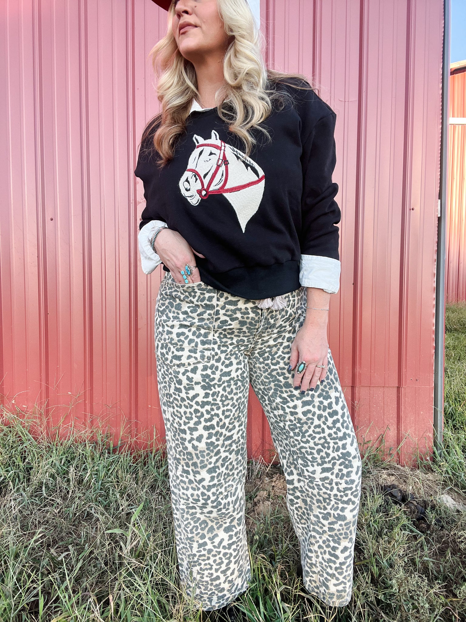 Leopard Print Denim Jeans