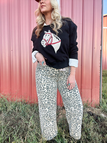 Leopard Print Denim Jeans