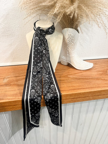 Black/Paisley Skinny Scarf
