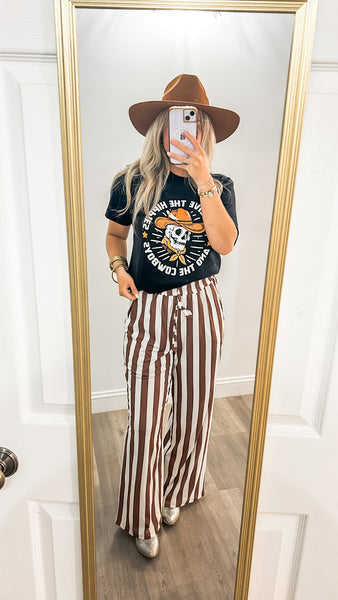 Vertical Vibes Stripe Pants in Brown