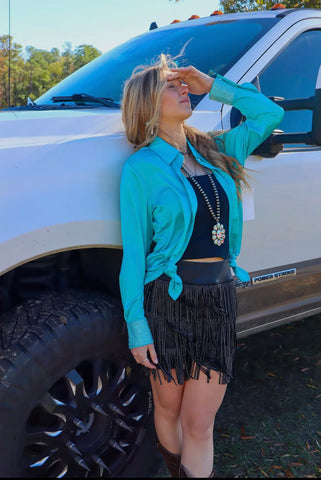Teal Me About It Stud Buttondown