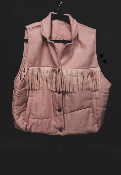 Poppy Puffer Fringe Vest