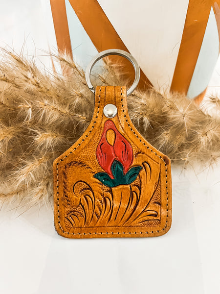 Tooled Eartag Keychain
