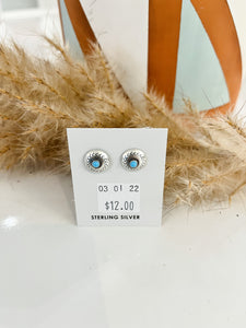 Native American Made Turquoise Small Medallion Studs