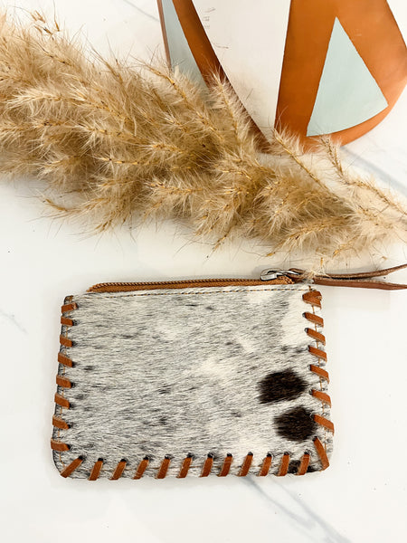 Tooled Leather and Hide Coin Pouch