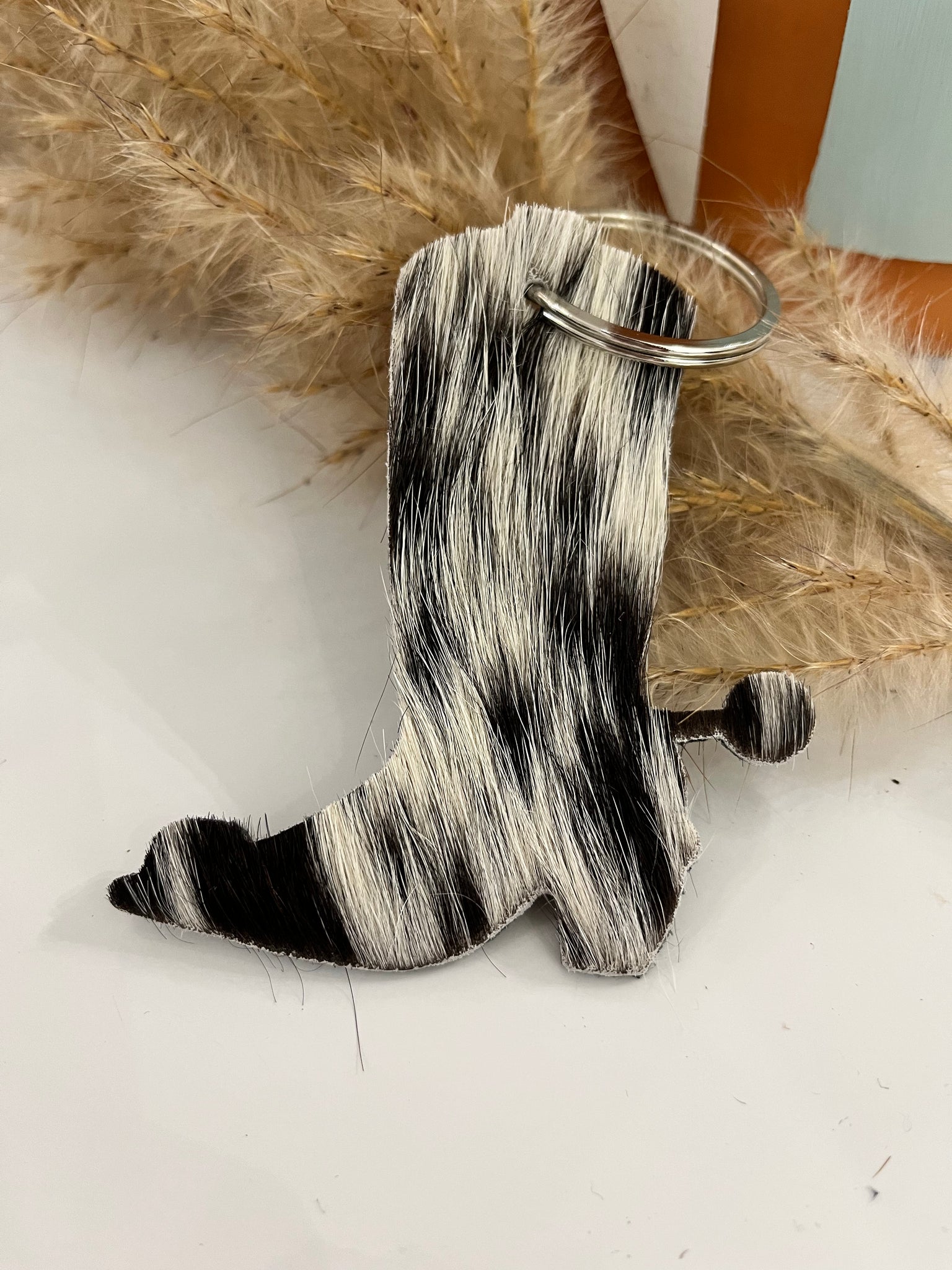 Cowhide Boot Keychain